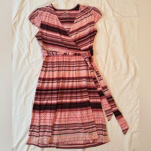 Dakini Short Sleeve Active Wrap Dress Tie Pink S